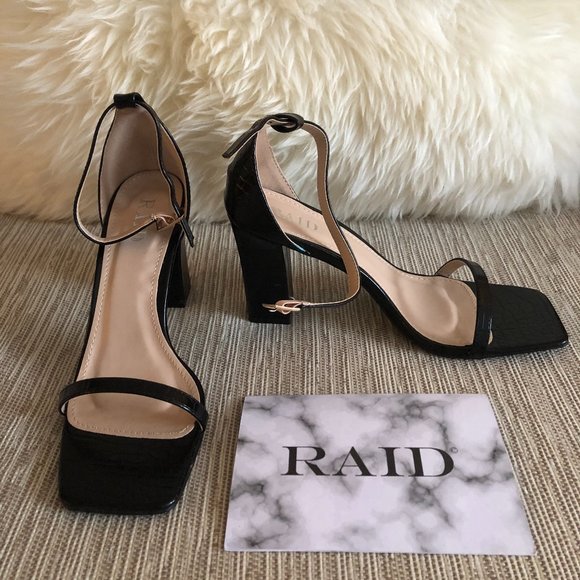 RAID Dania square toe heeled sandals SIZE 6 black - Picture 3 of 6
